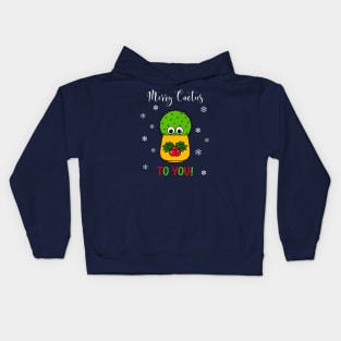 Merry Cactus To You - Cute Cactus In Christmas Holly Pot Kids Hoodie